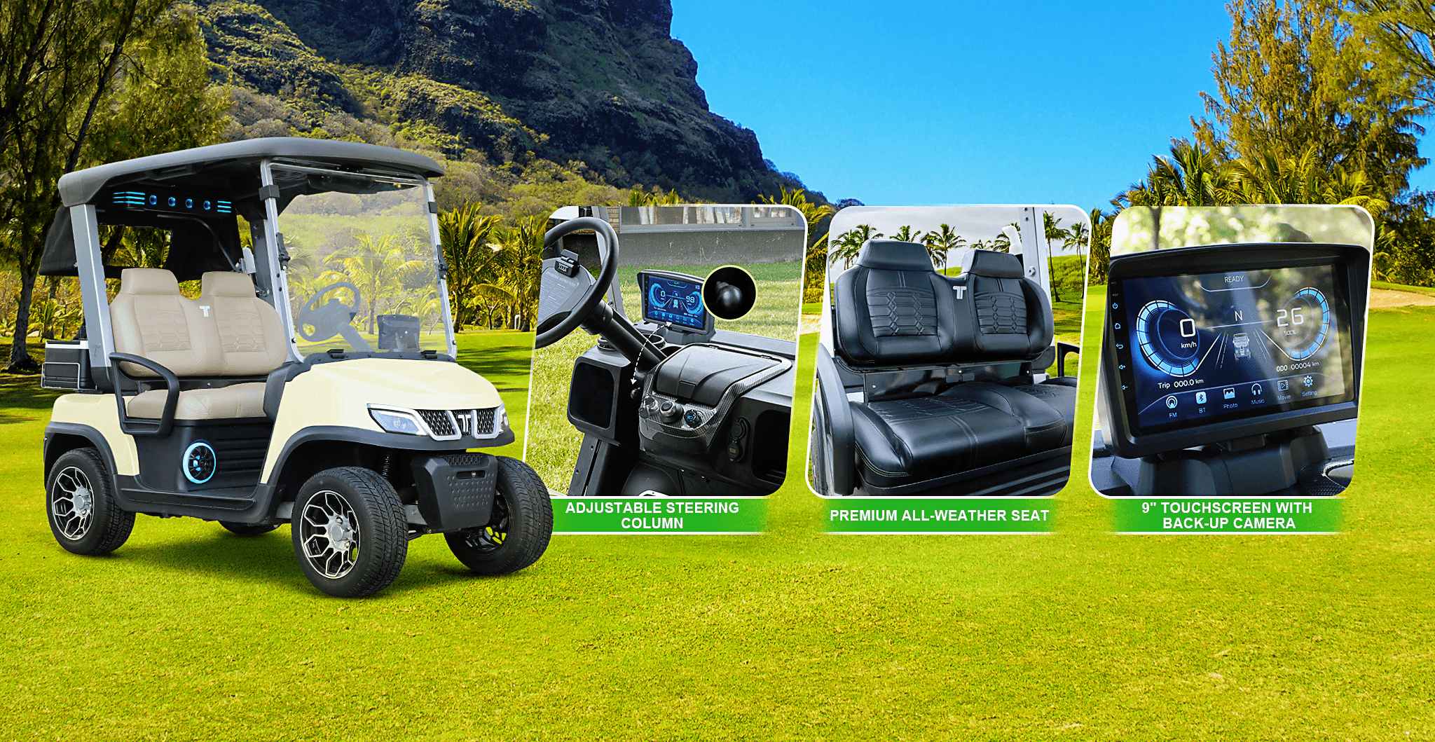 Modern Aluminum Golf Cart on Golf Course